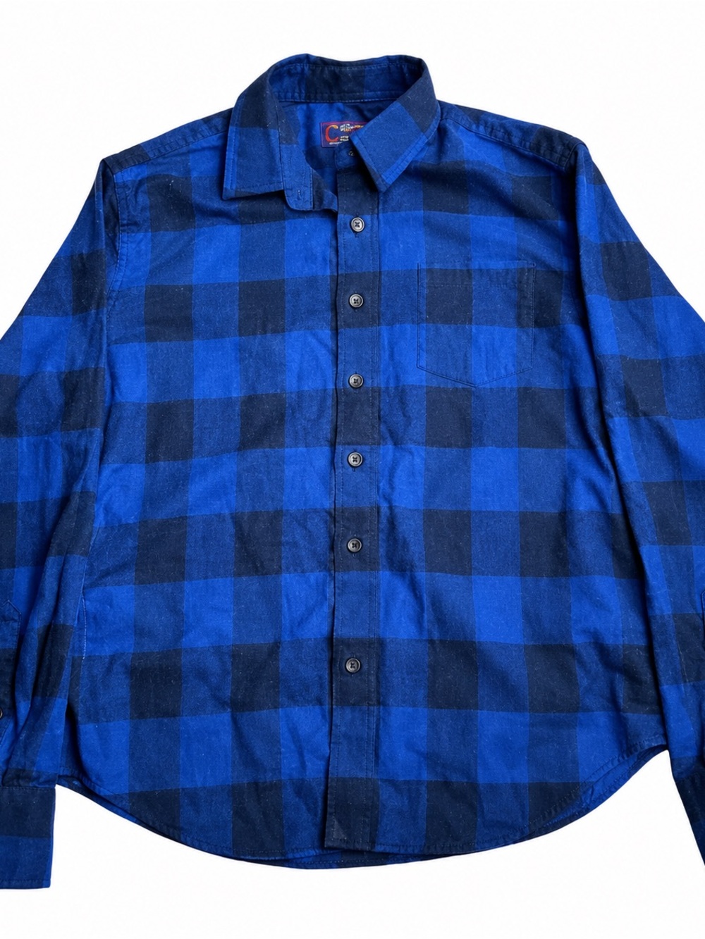 Youth UNTUCKit Boys Plaid Button Down Shirt 14 Blue Black Buffalo Check Cotton